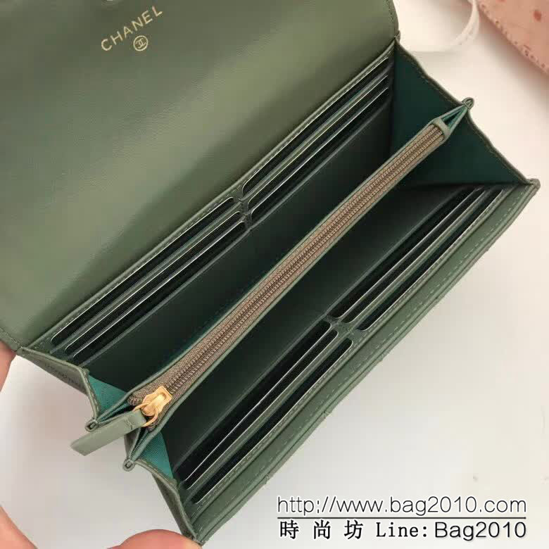CHANEL香奈兒 新款leboy長款錢包 進口綿羊皮綾格紋 復古金扣 80286  DJC3114
